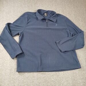 Starter Mens Quarter Zip Fleece Pullover Navy Blue Waffle Knit RM32V039 Size L